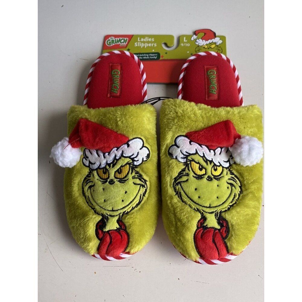 Dr. Seuss How The Grinch Stole Christmas Holiday Slippers Women’s Sz L 9/10 NEW